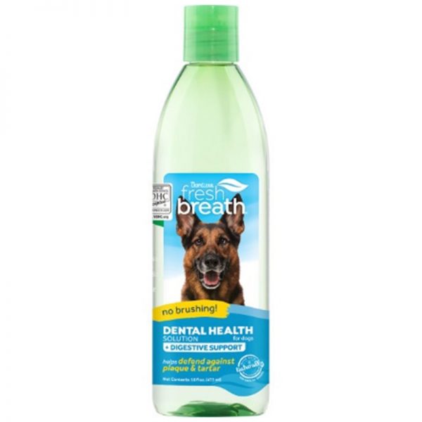 TropiClean Fresh Breath Dental Health Solution Plus Digestive Support for Dogs, 16oz - TropiClean - Silversky