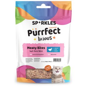 S-082655-Meaty-Bites-Soft-Duck-Bites-Sparkles Purrfectlicious Meaty Bites (50g)