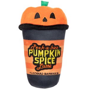 FY90241 FuzzYard Peek-A-Boo Pumpkin Spice Latte Dog Toy