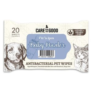 CFTG-9623 Care For The Good Antibacterial Pet Wipes - Baby Powder, 20 pcs - Silversky