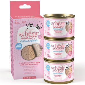 Schesir Baby Mousse & Fillets - Chicken with Salmon & Chicken Liver - Silversky